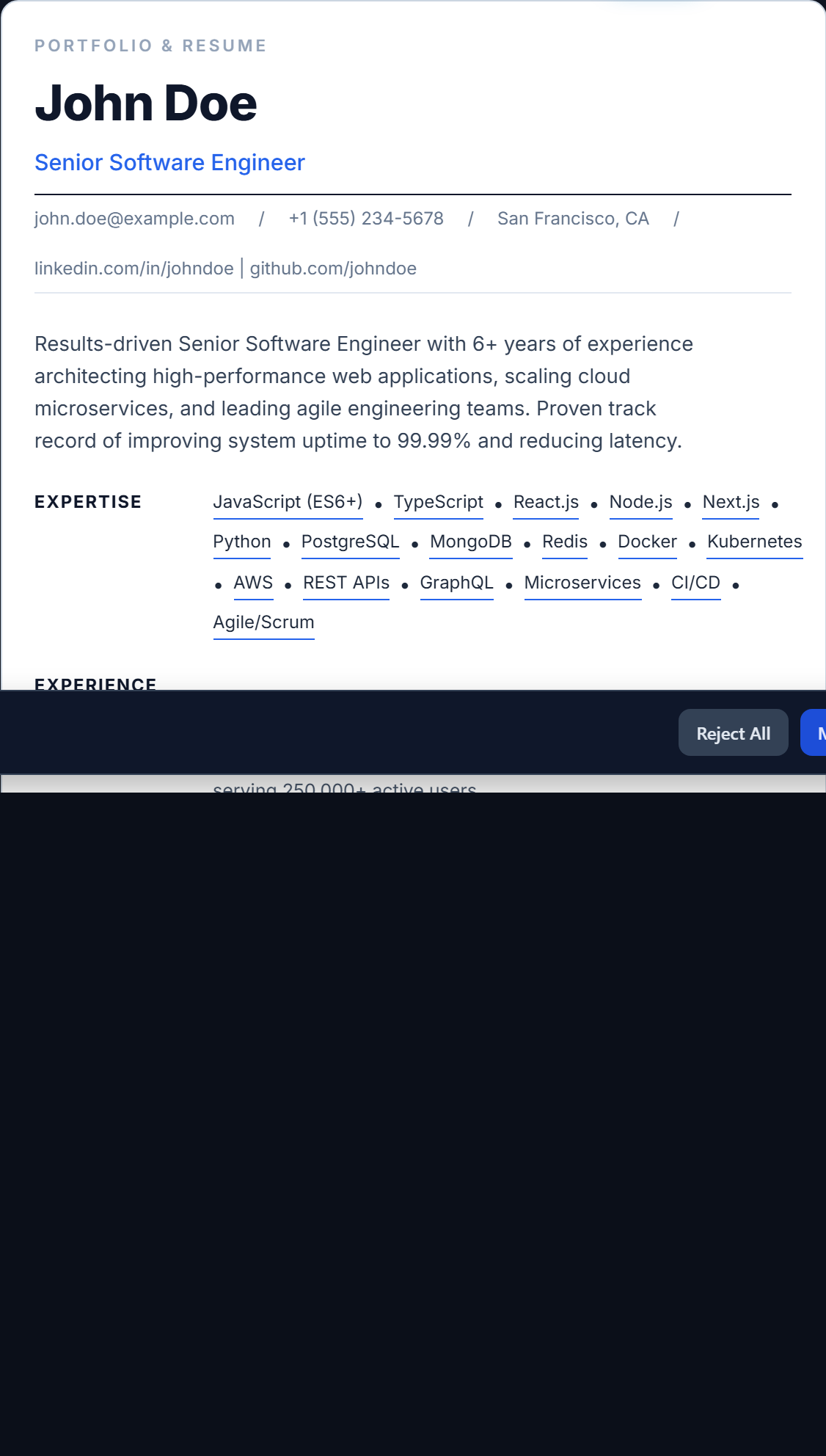 Nordic Swiss ATS Resume Template - Free Word DOCX and PDF download
